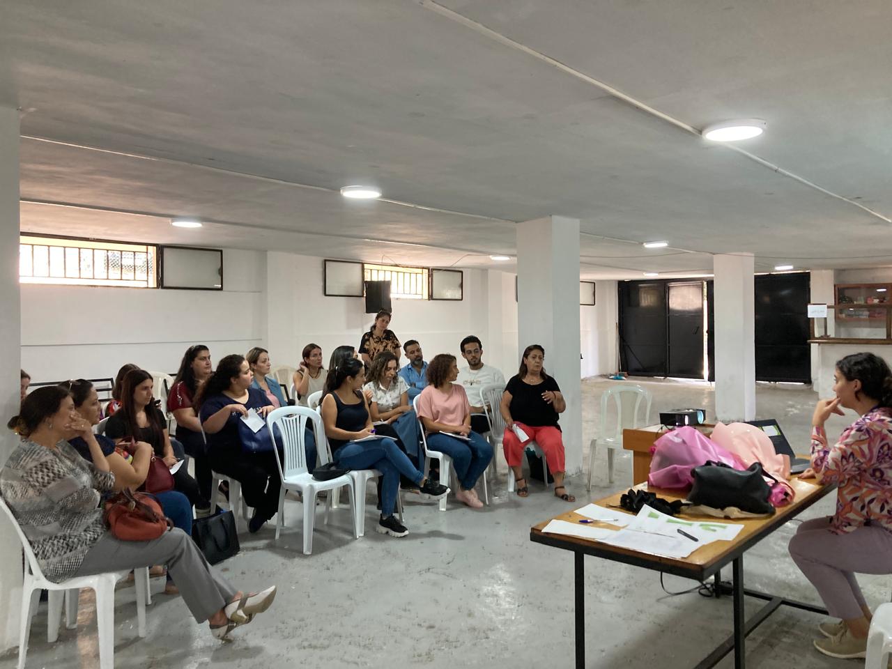 A picture of teachers being trained