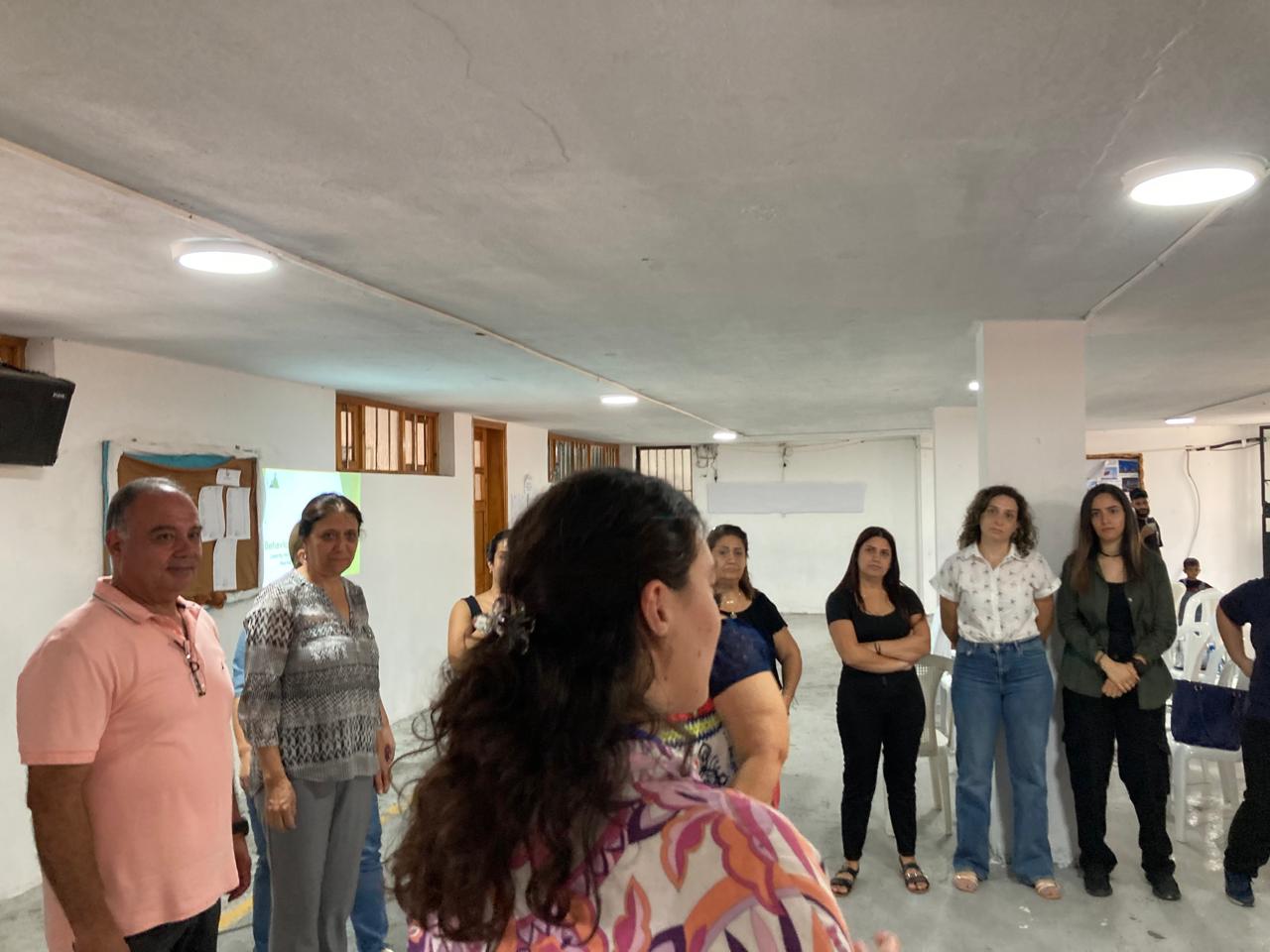 A picture of teachers being trained