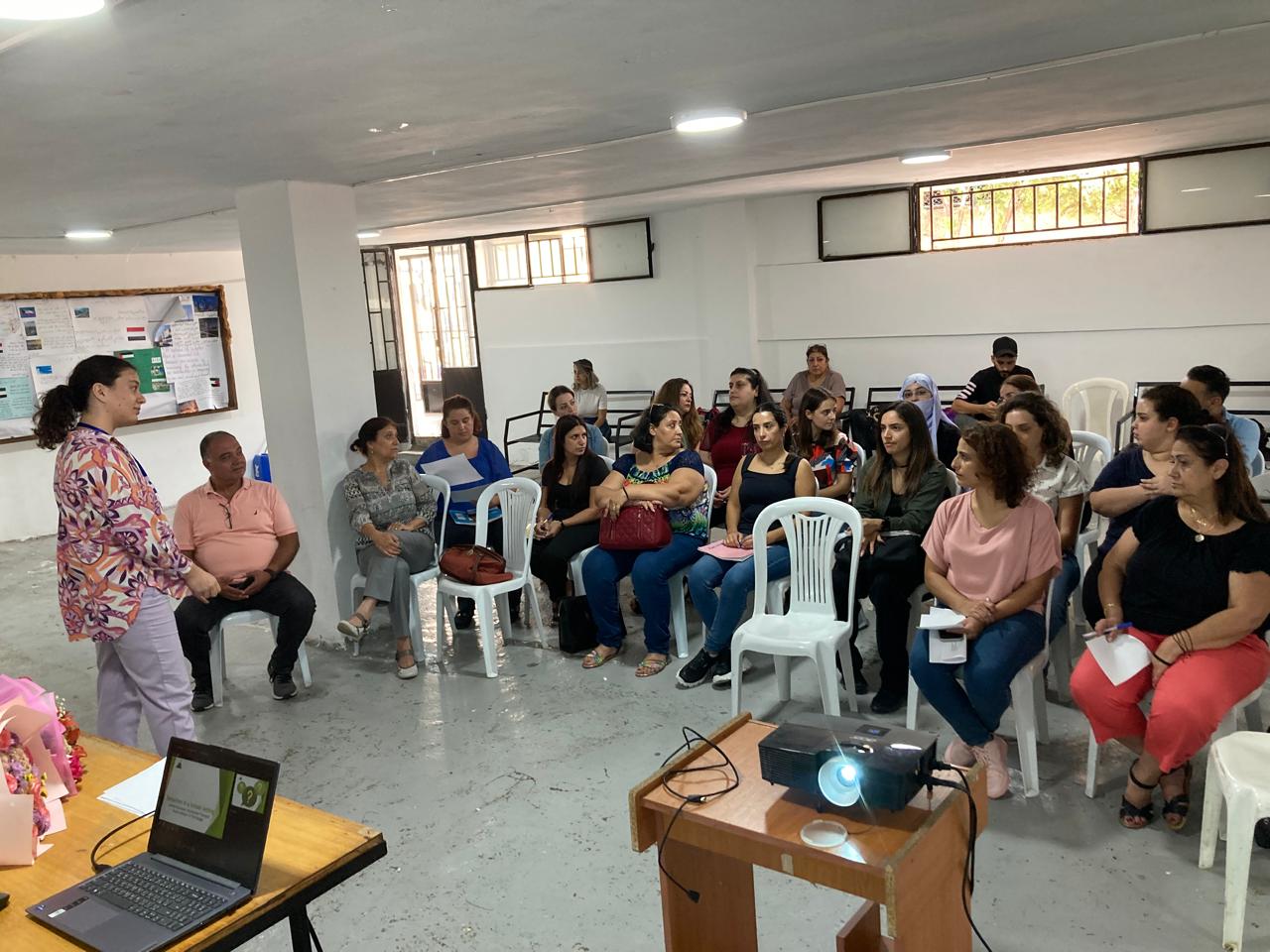 A picture of teachers being trained