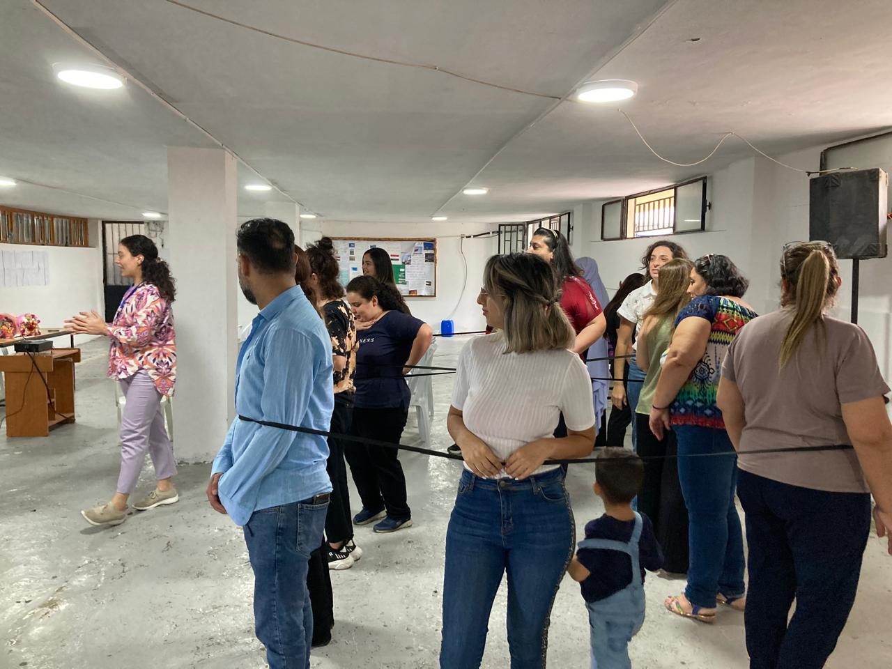 A picture of teachers being trained